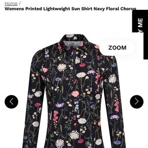 Foray Golf Womens Printed Lightweight Sun Shirt Navy Floral Chorus sz. L